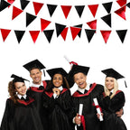 Red Black Party Decoration Metallic Fabric Triangle Pennant Banner Flag Bunting Garland for Graduation Halloween Birthday Wedding Bachelorette Anniversary Las Vegas Casino Poker Pirate Party Supplies