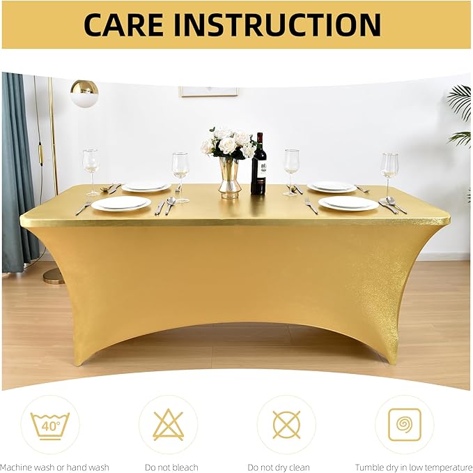 2-Pack 6ft Spandex Table Covers for Rectangle Standard Folding Tables - Wrinkle Resistant Stretch Tablecloths - Ultimate Fitted Table Protector for Parties, Trade Shows, Banquet