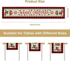 Merry Christmas Table Runner,Winter Xmas Holiday Table Cloth Kitchen Dining Table Decoration for Home Party Decor 13x120 Inch