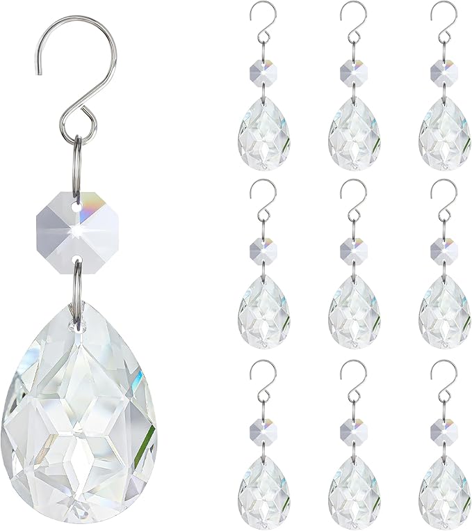 H&D HYALINE & DORA 3Inch Crystal Suncatcher Bauhinia Prisms Pendants 10Pcs Chandelier Crystals Replacement Hanging Sun Catcher Beads for DIY Arts Crafts Decor (Clear)