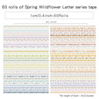 60 Rolls Flowers Theme Washi Tape Set with Different Colorful Patterns, Writable Decorative Tapes for Scrapbooking, Bible Journaling, Bullet Journaling, 0.39'' x 79'' per Roll