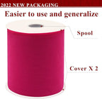Fuchsia Tulle Fabric Rolls 6 Inch by 200 Yards (600 feet) Fabric Spool Tulle Ribbon for DIY Halloween Tutu Bow Baby Shower Birthday Party Wedding Decorations Craft Supplies