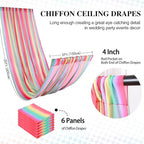 DUOBAO Rainbow Chiffon Ceiling Drapes 59''x20FT 6 Panels Sheer Arch Draping Fabric for Event Party Supplie, Baby Shower Photo Booth Background Supplies, Colorful Backdrop