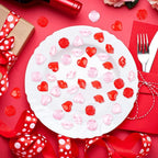 Fangoo 180PCS Red Pink Acrylic Heart Ornaments Mini Acrylic Heart Rose Flower Lips Gems for Valentine Vase Filler Decor for Table Scatter Engagement Valentine's Day Wedding Anniversary Party