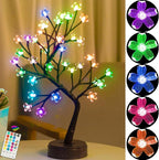 Pooqla RGB Cherry Blossom Tree Light with Remote 28 Colors LED Artificial Flower Bonsai Tree, RGB Table Top Lamp Home Lit Tree Valentine's Day Christmas Decoration 36 LED, Brown Branch