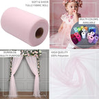 Light Pink Tulle Fabric Rolls 6 Inch by 100 Yards (300 feet) Fabric Spool Tulle Ribbon for DIY Light Pink Tutu Bow Baby Shower Easter Birthday Party Wedding Decorations Christmas Craft Supplies