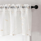 VISIONTEX Sheer Voile Curtain Valances, Decorative Leaves Embroidered, Rod Pocket Window Treatment for Kitchen/Rustic Bedroom/Living Room (54 x 16 Inch,1 Panel)