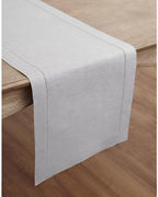 Solino Home Linen Soft Grey Table Runner 90 Inches Long - 100% Pure Linen Hemstitch 14 x 90 Inch Table Runner for Dining, Fall, Autumn, Thanksgiving, Christmas - Classic Hemstitch