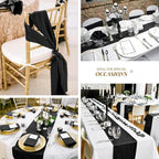 12 Pack Black Satin Table Runner,12 x 108 inch Long Premium Smooth Table Runner for Wedding, Banquets, Birthday, Party, Graduation, Engagements, Table Runners fit Rectangle and Round Table