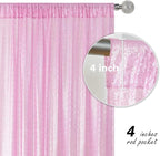 Matte Pink Sequin Backdrop Curtain 4 Pieces 2FTx8FT Glitter Photography Backdrop for Party Wedding Birthday Christmas Decorations