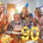 90th Birthday Decorations for Women Men,Happy 90 Birthday Decorations for Centerpieces Table,90 Light Up Numbers Sign Led for Party Backdrop Wall Decor for Wedding Anniversary Home