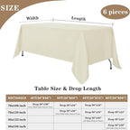 Fitable Ivory Tablecloths for 6-8 Foot Tables, 6 Pack - 70 x 120 Inches - Reusable and Washable Table Clothes, Polyester Fabric Table Covers for Wedding, Party, Banquet