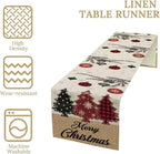 Merry Christmas Table Runner,Winter Xmas Holiday Kitchen Dining Table Decoration for Home Party Decor 13x108 Inch