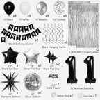 11th Birthday Decorations for Boys Girls, Black Silver Happy Birthday Party Decorations， 11 Year Old Party Supplies with Number 11 Balloons, Banner, Fringe Curtains Kit