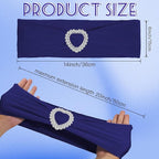100PCS Spandex Stretch Navy Blue Chair Sashes Bows Universal Elastic Chair Cover Bands Ties with Buckle Slider for Wedding Party Ceremony Reception Event Banquet Decoration(Navy Blue)