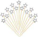 Minisland Matt Silver Star Cocktail Picks, 5.5 Inch Long Bamboo Fancy Toothpicks for Appetizers, Decorative Christmas New Year Holiday Party Food Drinks Garnish Fruit Skewer Sticks 50 Counts - MSL431