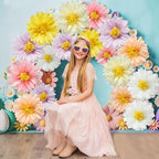 12 Pcs Daisy Tissue Paper Pom Poms Party Decorations Colorful Tissue Flowers Spring Party Decoration Paper Flowers Decorations for Wall Backdrop Garden Wedding Decor