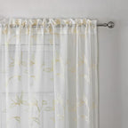 VISIONTEX Sheer Curtains 95 inch Length 2 Panels Set, White Voile Crushed Cream Vine Leaves Embroidery, Rod Pocket Embroidered Window Drapes for Living Room and Bedroom, 54" x 95"