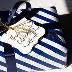 WRAPAHOLIC Reversible Wrapping Paper - Mini Roll - 17 Inch x 33 Feet - Navy and Stripes Design for Birthday, Holiday, Wedding, Baby Shower