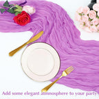 Light Purple Cheesecloth Table Runner -21*120Inch Long Boho Wedding Table Decor, Rustic Gauze Fabric Runner for Bridal Showers, Baby Showers & Parties (Sheer, Lightweight, Wrinkled Design)