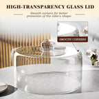 Acacia Wood Cake Stand with Lid, 12" Glass Cake Stand with Dome Cake Holder, 2-in-1 Dessert Table Display Set & Charcuterie Board for Weddings, Parties, Bakeries