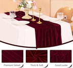 Velvet Table Runner 20 x 120 Inches 10ft Luxurious Thick Soft Velvet Christmas Thanksgiving Wedding Reception Table Runner for Party Reception Decorations(Burgundy, 6 Pack)