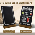 6 Pack Small Chalkboard Signs With Stand, 8x5'' Table Top With Wooden Base, Double-Sided Mini for Food Message Boards Restaurant Bar Party Store Decoration