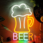 Beer Neon Sign Led Beer Signs Colorful Neon Lights for Wall Decor USB Powered 16.5’’X10.1’’Man Cave Bar Club Birthday Party Decor Kitchen Restaurant Neon Wall Signs