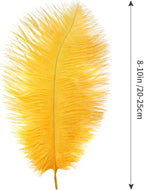 THARAHT Golden Yellow Ostrich Feathers 24pcs Natural Bulk 8-10Inch 20cm-25cm for Crafts Wedding Party Centerpieces Halloween and Home Decoration Feathers