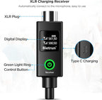 Bietrun XLR Wireless Microphone, UHF Dual Handheld Dynamic Metal Mic Set with Rechargeable Receiver, XLR to 1/4'' Adapter, for Karaoke, Church, Wedding, Party Singing(160 ft Range)(Auto Connect)