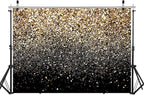 WOLADA Black and Gold Backdrop Golden Glitter Backdrop for Photography Wedding Birthday Baby Shower Party Photo Studio 7x5FT 11176