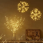 Fudios Lighted Snowflake LED Warm White Battery Operated with Timer 70L Fairy Lights 14in for Christmas Wall Window Winter Decoration Indoor Outdoor use