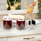 Gredecor Christmas Winter Qtip Holder Dispenser 2 Pack Christmas Tree Red Snowflakes Bathroom Decorative Storage Canister Holder Counter Vanity Organizer for Cotton Ball Swabs Pads Floss