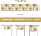 Chrysanthemum Vintage Floral Table Runner, Elegant Grunge Orange Sunflower Spring Summer Elegant Pattern Artichokes Flower Table Runner for Party Kitchen Dining Living Room Decor, 13x108 Inch