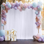 20ft×10ft Wrinkle Free White Backdrop Curtains for Parties, Thick Polyester Drapes for Backdrop, 2 Panels 5×10ft Cloth Photo Backdrop Curtain for Wedding Party Baby Shower Photography Background