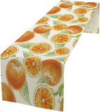 Spring Summer Orange Table Runner Watercolor Sweet Fruit Botanical Print Dinner Runner for Farmhouse Party Holiday Home Kitchen Dining Table Decor 13x36