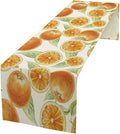 Spring Summer Orange Table Runner Watercolor Sweet Fruit Botanical Print Dinner Runner for Farmhouse Party Holiday Home Kitchen Dining Table Decor 13x90
