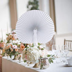 ZWIN 60PCS White Wedding Fans Round Folding Paper Fans Plastic Handle Pocket Fans for Wedding Celebration Birthday Party Favor