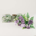 Artificial Flowers Fake Peony Silk Mini Plastic Bridal Flowers for DIY Wedding Bouquets Home Decorations 4 Packs(Orange)