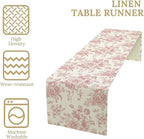 Pink White Flower Table Runner, Wildfloral Floral Sketch Pattern Print Kitchen Dinning Table Runner for Indoor Outdoor Home Wedding Party Holiday, 13x108 Inch