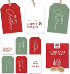 Elegant Christmas Gift Tags with String, 48 Premium Holiday Labels to Personalize Your Presents & Gift Bags, Christmas Tags for Xmas