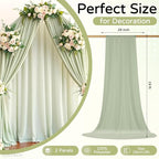 Wedding Arch Draping Fabric 29" x 19Ft Sheer Drapes for Backdrop Wedding Ceremony Reception Ceiling Decor Curtain Baby Bridal Shower Decoration (Sage Green, 2 Panels)