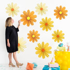 SUNBEAUTY 9 PCS Orange Paper Flowers Decorations for Wall Paper Fans Daisy Decoration Paper Floral Backdrop Decor Paper Fans Decoration