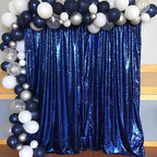 Poise3EHome 4Pcs 2Ft x 8Ft Blue Sequin Backdrop Curtains, Glitter Photography Backdrop, Sequence Xmas Thanksgiving Backdrop (Navy Blue, 4 pcs-2ftx8ft)