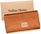 Solino Home Linen Square Tablecloth 52 x 52 Inch - 100% Pure Linen Pumpkin Table Throw - Classic Hemstitch, Machine Washable Table Cloth for Fall, Autumn, Halloween, Thanksgiving, Holiday