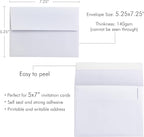 PONATIA 50 PCS 5x7 Envelopes, Self- Adhesive White A7 Envelopes for Weddings, Invitation Cards, Photos, Postcards, Greeting Cards Mailing, Baby Shower, Graduation, Christmas Gift Cards
