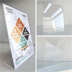 NIUBEE 6Pack 8.5x11 Acrylic Sign Holder with Vertical Slanted Back, Clear Plastic Sign Stand Frames, Flyer Document Paper Display Stand for Office Desktop