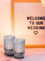 Serene Spaces Living Set of 4 Short Smoke Grey Ribbed Glass Votive Holder, Perfect for Weddings and Home Décor, Measures 3.75" Tall and 2.25" Diameter