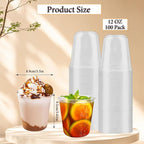 100 Pcs Disposable Stemless Glasses 12oz Plastic Cups PET Disposable Drinking Cups Cold Party Plastic Wine Glasses Classic Cup for Birthday Wedding Cocktail Halloween Christmas Party Supplies (Clear)