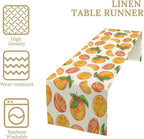 Watercolor Fruit Botanical Print Table Runner Spring Summer Orange Lemon Dinner Runner for Farmhouse Party Holiday Home Kitchen Dining Table Decor 13x120